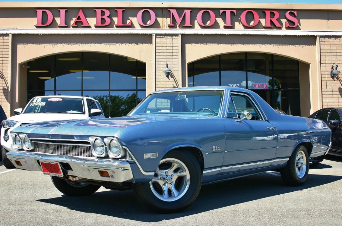 1968 Blue /Blue Chevrolet El Camino Malibu V8 (136808Z1650) with an 305 V8 engine, Automatic transmission, located at 2073 San Ramon Valley Blvd, San Ramon, CA, 94583, (925) 830-8747, 37.783707, -121.979836 - Photo #0